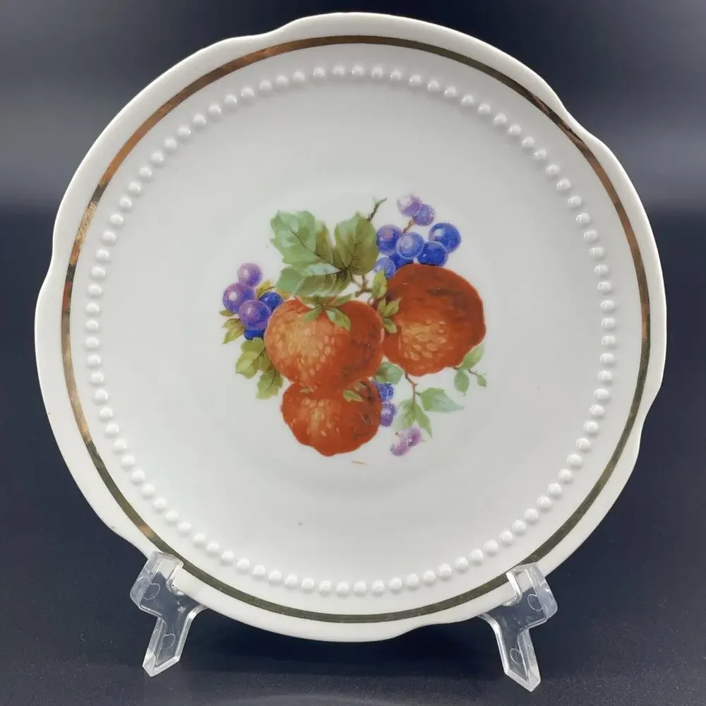 5 Vtg German Fruit Hand Painted Dessert Plates 6